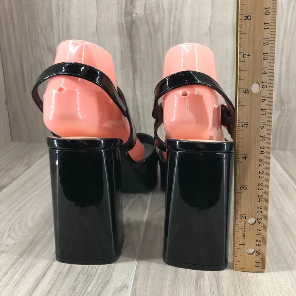 Marc Fisher Platform Sandals Womens 11M Graduate Black Buckle Strap Shoes